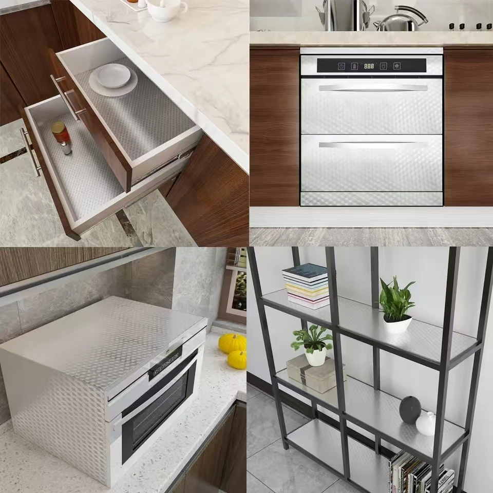 Oil-proof Self Adhesive Stickers Modern Kitchen Anti-fouling High-temperature Aluminum Foil gas stove Cabinet Contact  Wallpaper