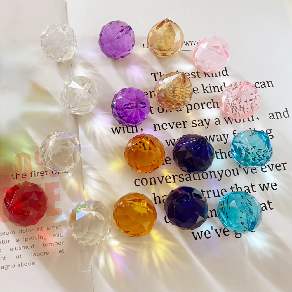 2PCS Chandelier Crystals Ball Shinning Faceted Glass Pendant Prism Parts Feng Shui Balls Rainbow Sun Catcher Making Supplies