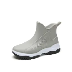 Women Rainboots Slip-on Waterproof Girls Ankle Boots PVC Anti-Slip Spring Autumn Rain Shoes Platform Woman Fishing Rubber Shoes