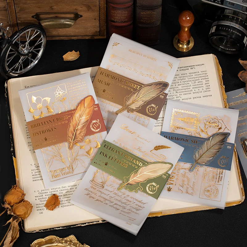 Bronzing Phrase Scrapbooking Material Paper Vintage Small Talk Sticker Junk Journal Planner Stationery DIY Scrapbooking Decor