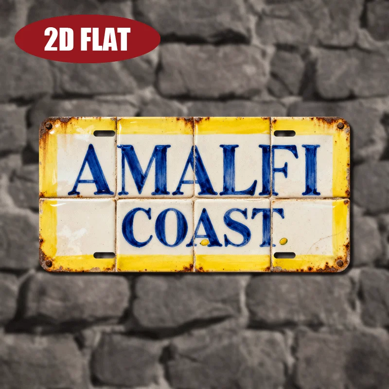 2D Flat - [Enable ] 2D Fla2D Flat Single-Piece Decorative Plaques And Statues, 30.48X15.24 Cm, Amalfi Coast Themed License Pl