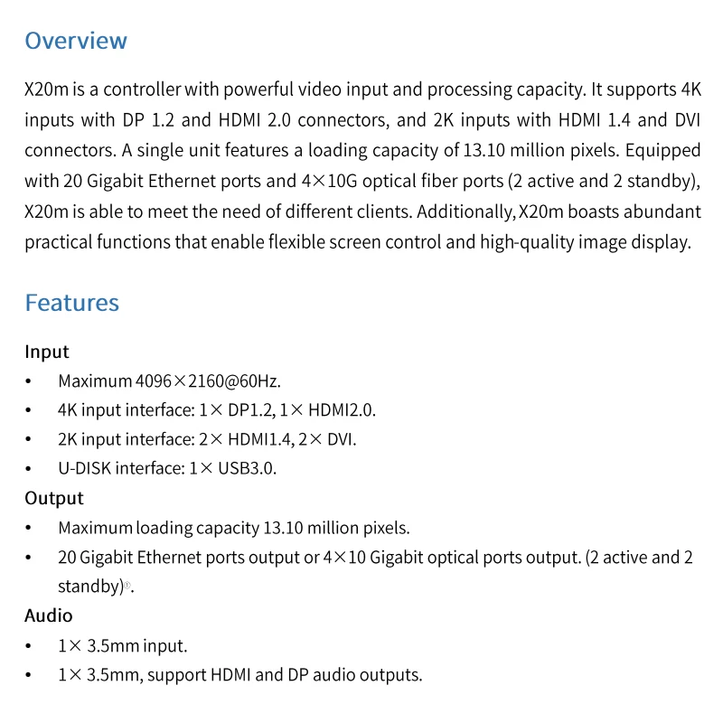 Colorlight X20m Video Processor Supports 6-screen Display, LED Full-color Electronic Display, 4K Processor