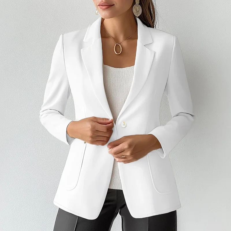 بليزرات نسائية لخريف وشتاء 2025 ذات طية صدر السترة وأكمام طويلة مناسبة للأعمال الأنيقة سترات نسائية للمكتب