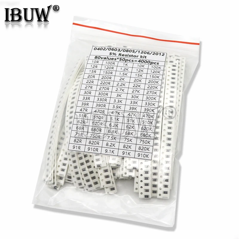 200PCS 660PCS 720PCS 4000PCS 0402 0603 0805 1206 1210 2512 SMD zestaw rezystorów igmopnrq wybrane elementy 10K 100K 1K 1R 100R 220R 1% 5%