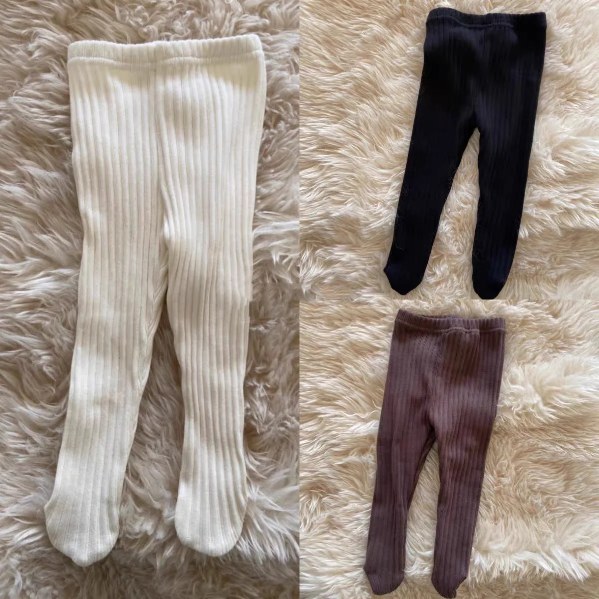 2025 Autumn New Baby Pantyhose Solid Toddler Boy Girl Simple Ribbed Leggings Infant Cotton Tights Baby Casual Trousers