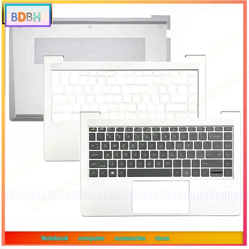 New Laptop US UK Keyboard For HP Probook 440 G10 445 G10 Zhan 66 14 G6 HSN-Q32C Palmrest Upper Top Case Bottom Base Shell Silver