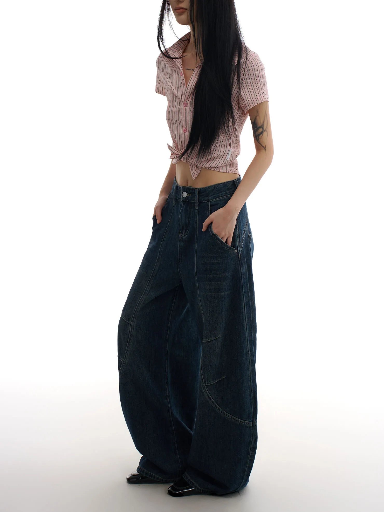 ZHISILAO جديد جينز مدبب للنساء عتيق غير رسمي عالي الخصر من قماش الدنيم ملابس الشارع لخريف وشتاء 2025