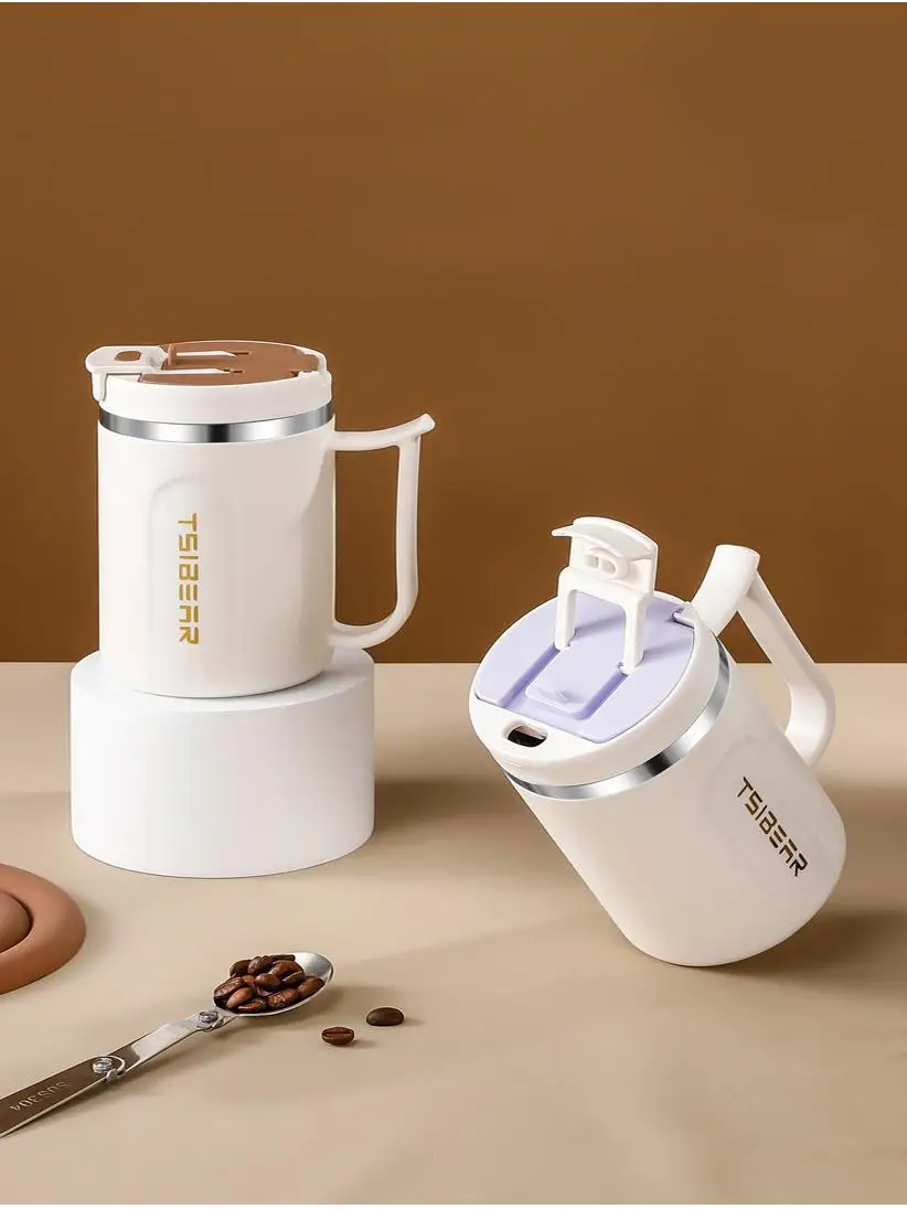 

304 Stainl Steel Mug with Lid Office Coffee Cup Men's Brewing Cup Breakfast Milk Cup Cusizable Logo aron Color Creative