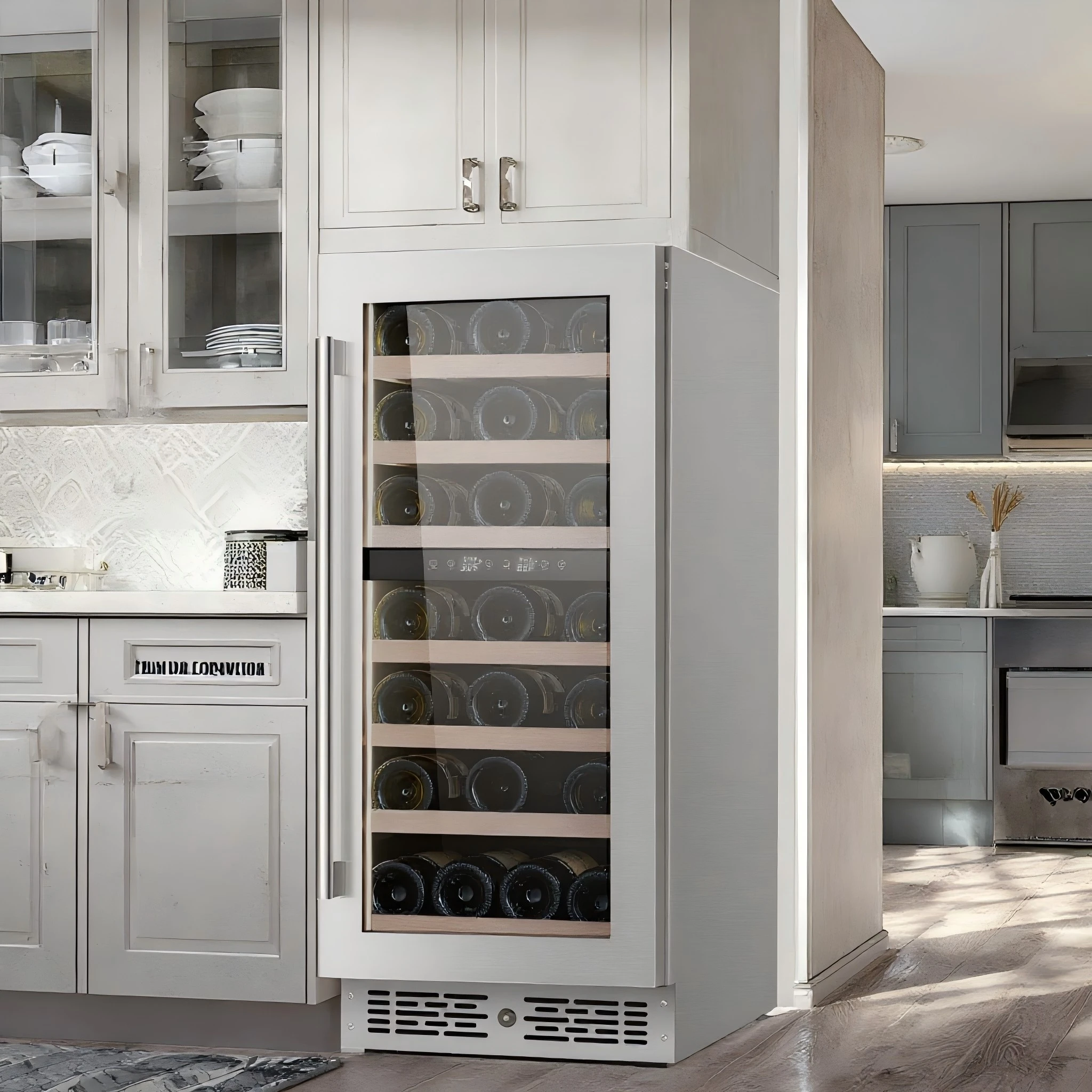Electric Stainless Steel Shelves Built-in 23 Bottle Wine Cellar Compressor Cooler Dual Zone Hotel Wine Bar Refrigerator 96L