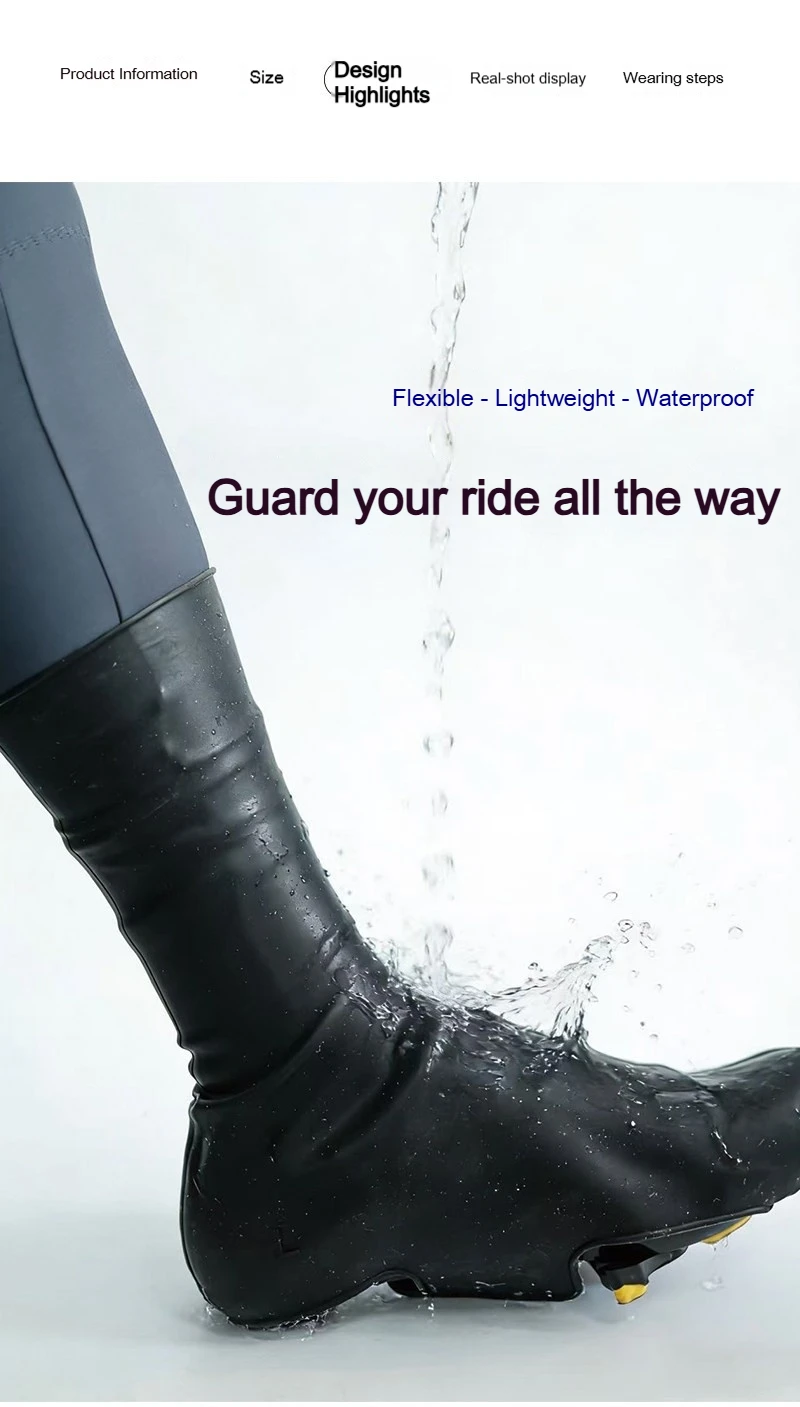 Rennradschuhe, Silikon-Schuhüberzieher mit Verriegelung, winddicht, wasserdicht, leicht zu reinigen, für Renn- und Mountainbike-Zubehör. – Detail 7