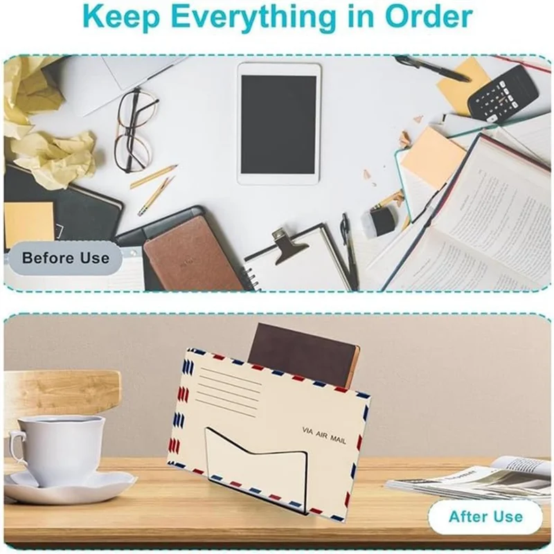 Clear Mail Organizer 2Pcs Acrylic Vertical File And Letter Holder For Desk Light-Weight Envelope And Bill Sorter