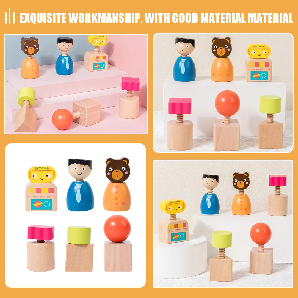 1 set di dadi a vite in legno assemblaggio educativo per bambini giocattolo apprendimento precoce abbinamento sensoriale interattivo e abilità di risoluzione dei problemi