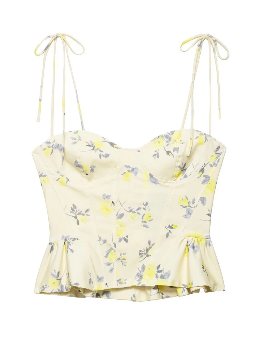 花柄プリントシフォン生地トップス、リボン飾り付きスカートヘムライン、レディーススリムフィット、または丈の長いアウターウェア、2025年夏