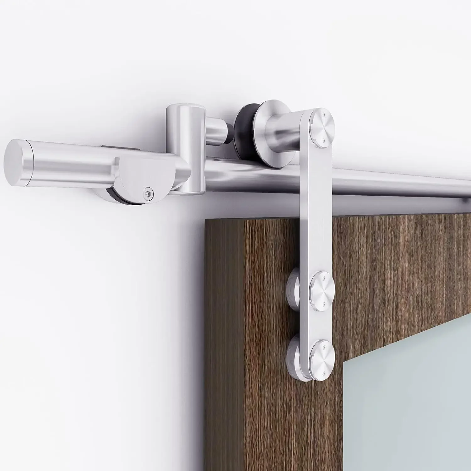 5 FT Stainless Steel Sliding Barn Door Hardware Track Kit,Heavy Duty,Anti-Rust Anti-Corrosion,Slide Smoothly Quietly,Easy Instal
