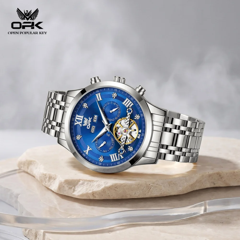 OPK 8198 Fully Automatic Mechanical Man Watch Luminous Waterproof Business Luxury Original Men's Dress Wriswatch