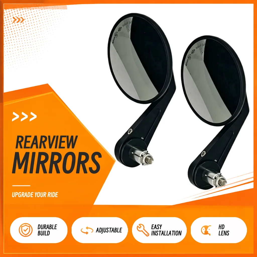 Universal CNC Motorcycle Bar End Mirror Round Rearview Side Mirrors 7/8 22mm Handlebar for Retro Cafe Racer Bobber Scooter