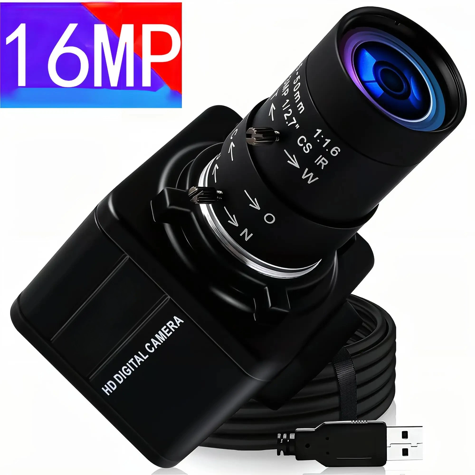 16MP Webcam 4656x3496 Ultra HD Web Camera IMX298 UVC 10X Zoom Mini USB Camera for Industrial Inspection, Photograph,Security