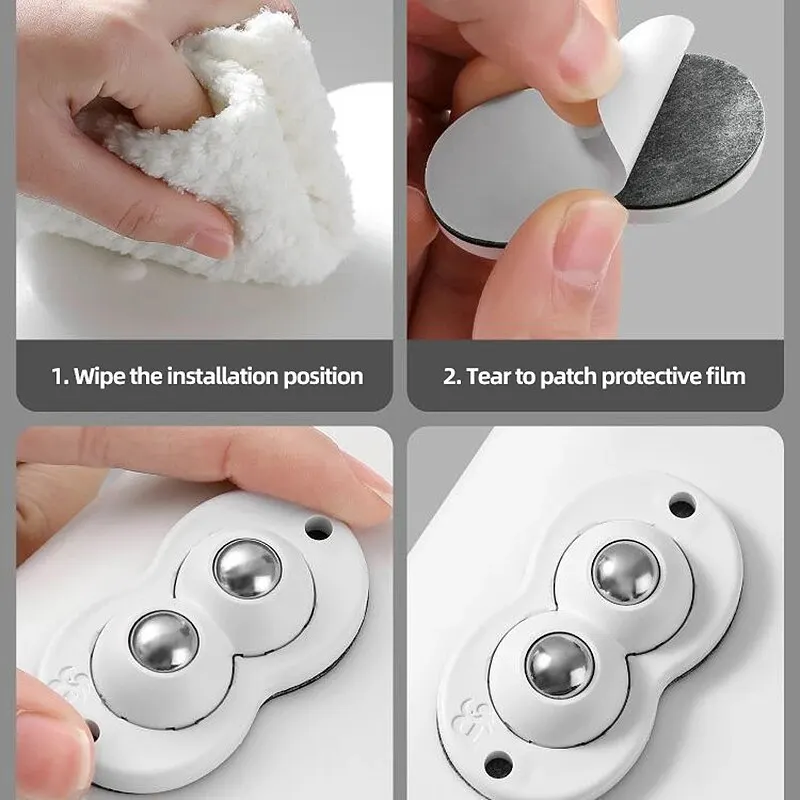 非穴のユニバーサル粘着ホイール,家具ベース,ボールタイプキャスター,サイレントハンドル,4個