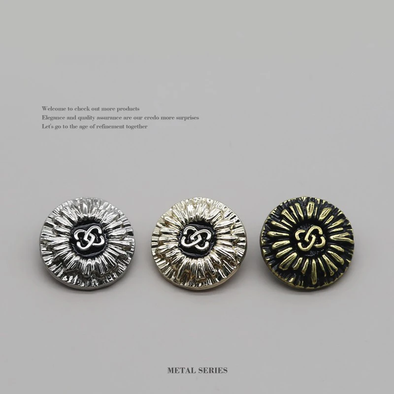 Vintage Sunburst Double C Metal Buttons 18/23mm 5Pcs Stress-Relief DIY Sewing Material For Blazer Coat Shirt Clothing Decoration