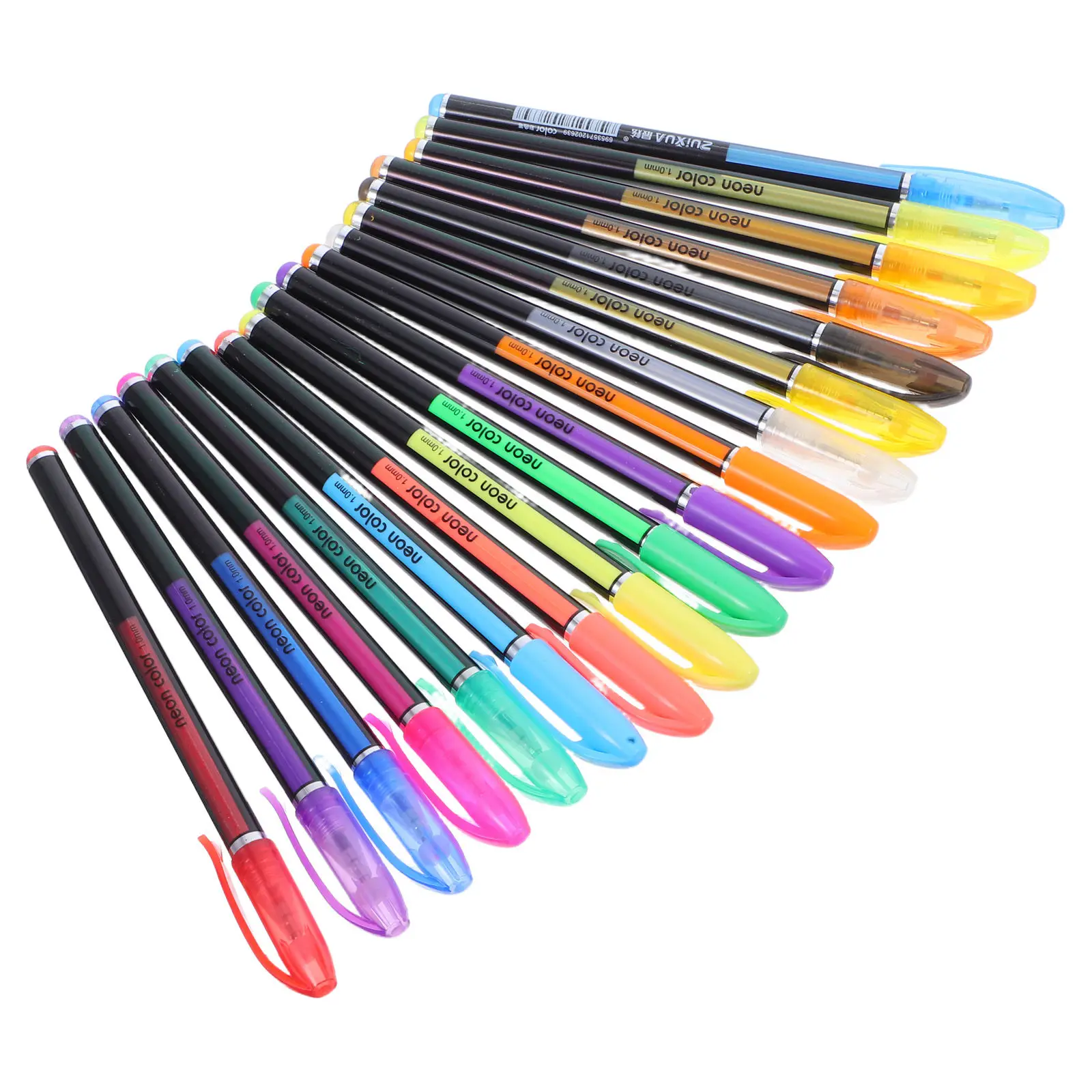 

Set of 18 Gel Ink Pens Neon Colors Assorted Smooth Flow Craft Drawing Coloring Books Journals Sketch Notes Gel Pens