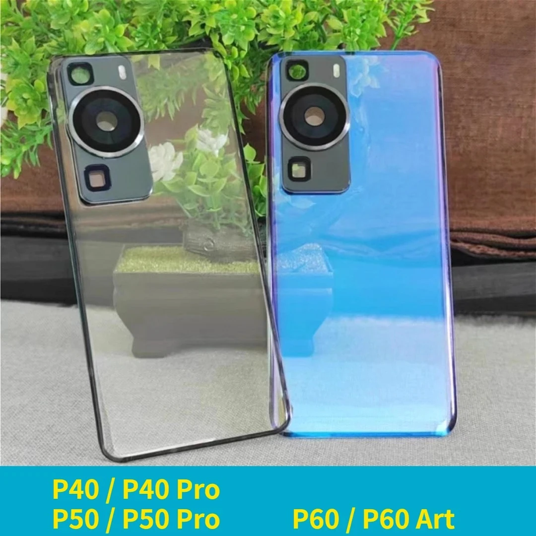 transparent Back Cover Case Housing Replacement For Huawei P40 P50 P60 Pro Battery Cover with Camera Lens Repair Parts