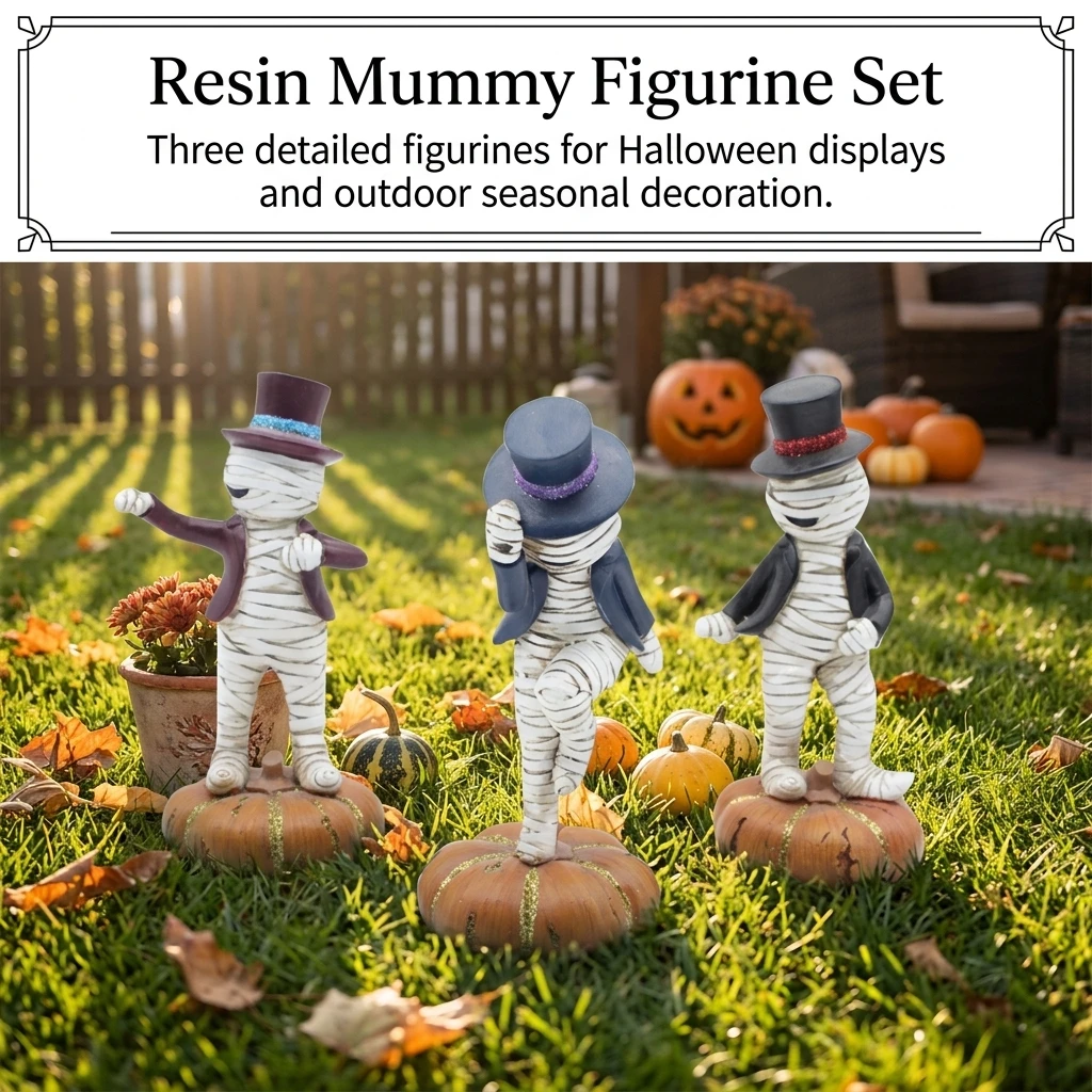 Halloween Lovers Mummy Figurines Garden Decor Spooky Resin Statues for Yard Lawn Party Display Waterproof Autumn Ornaments