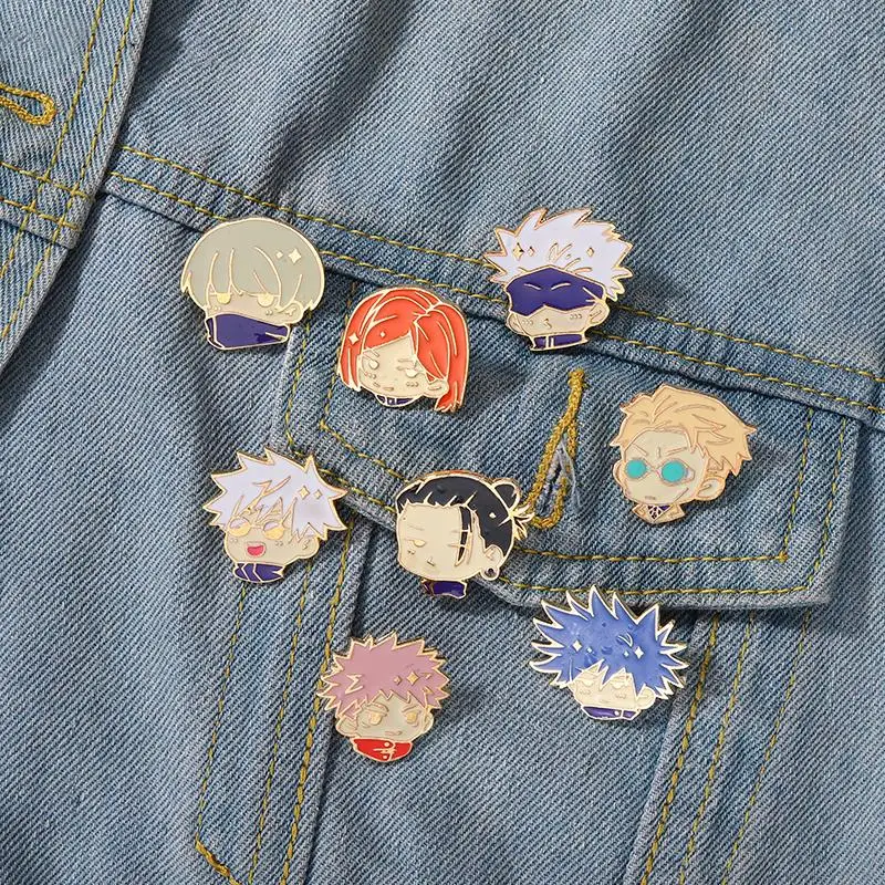 Pines esmaltados de Gojo Satoru, broches personalizados de Itadori Yuji, insignias de solapa, dibujos animados, joyería divertida, regalo para amigos, Jujutsu Kaisen Chibi