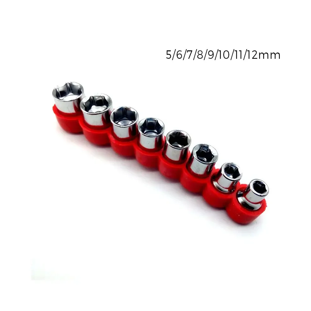 5/6/7/8/9/10/11/12mm Wrench Adapter Torx Flat Head Straight Cross Screwdriver Bit Set 1/4\