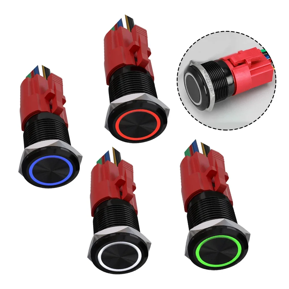 

22mm Metal Momentary Pushbutton Switch With LED Light, 12V, IP67 Dustproof And Waterproof, Automatic On/Off Switch