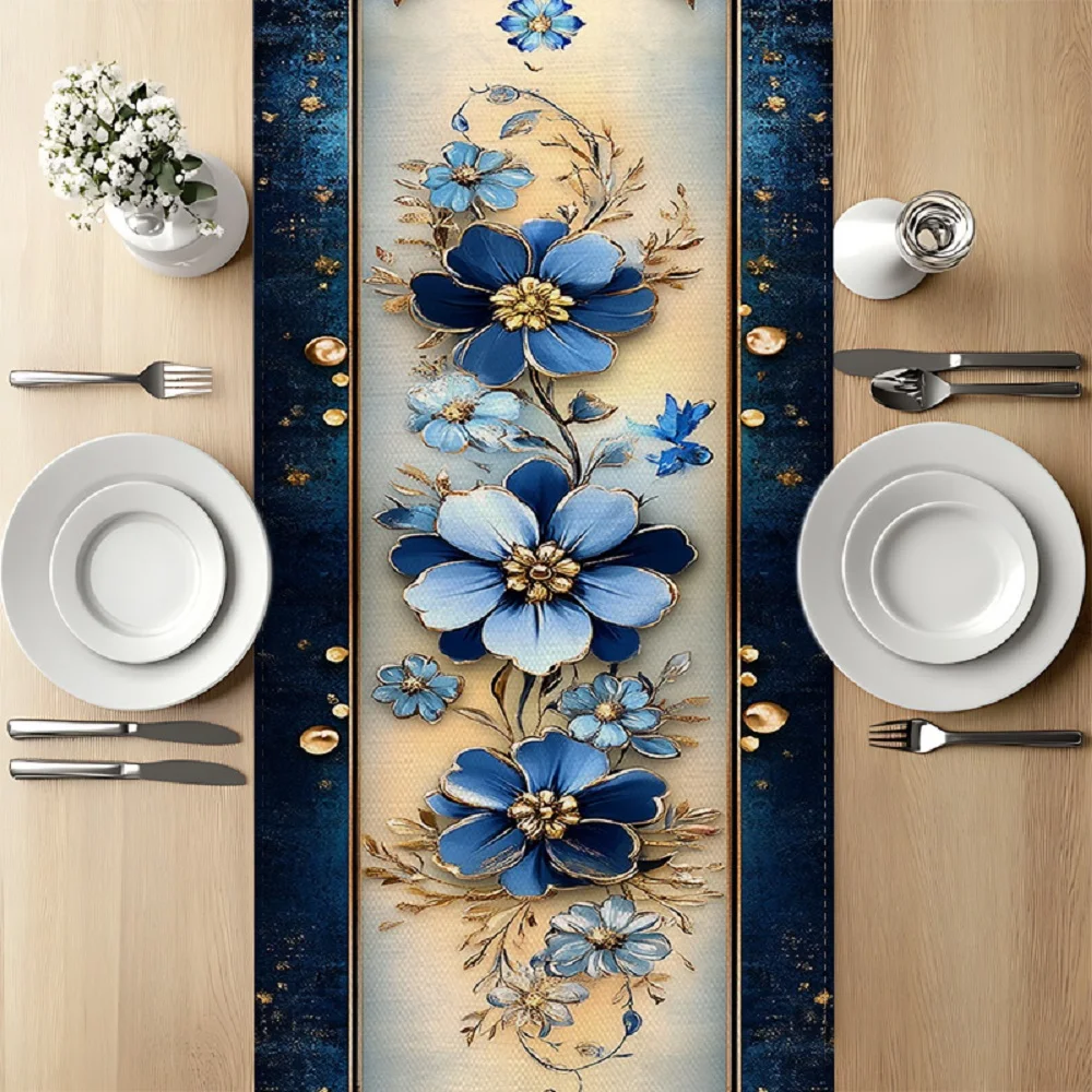 Elegant Floral Table Runner for Dining Table Cover Dresser Scarves for Kitchen Dining Room Holiday Party Coffee Tables Decor