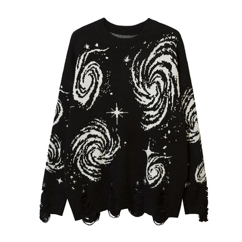 Y2k European and American autumn and winter loose pullover sweater Y2k retro personality abstract printed trendy knit sweater