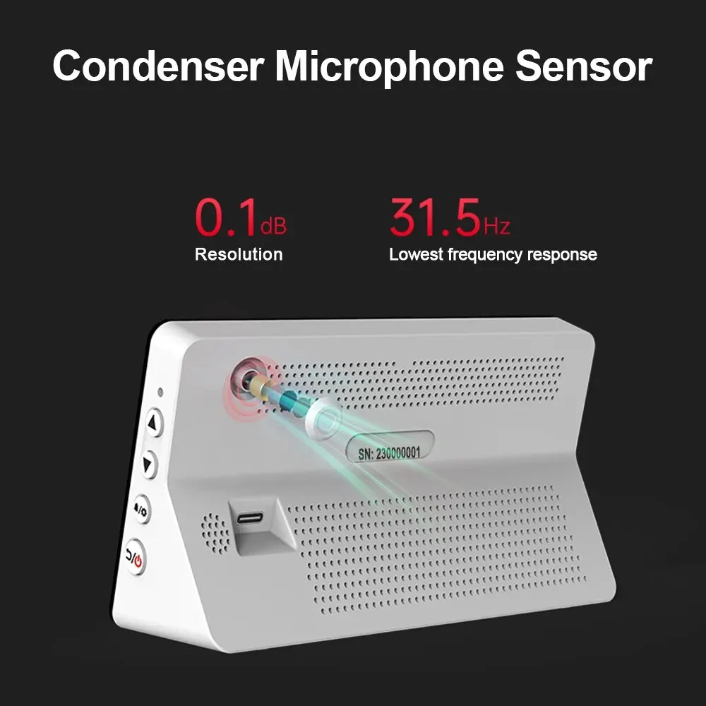 SNDWAY 4 in 1 Decibel Meter Sound Level Meter 30dB to 130dB Audio Noise Monitoring Tester with Temperature Humidity Meter / Time