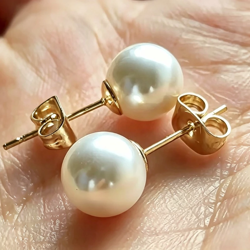 White Spherical Earrings for Women Stainless Steel Anti-Allergy Elegant and Simple  Everyday Versatile  Four Seasons Accessories