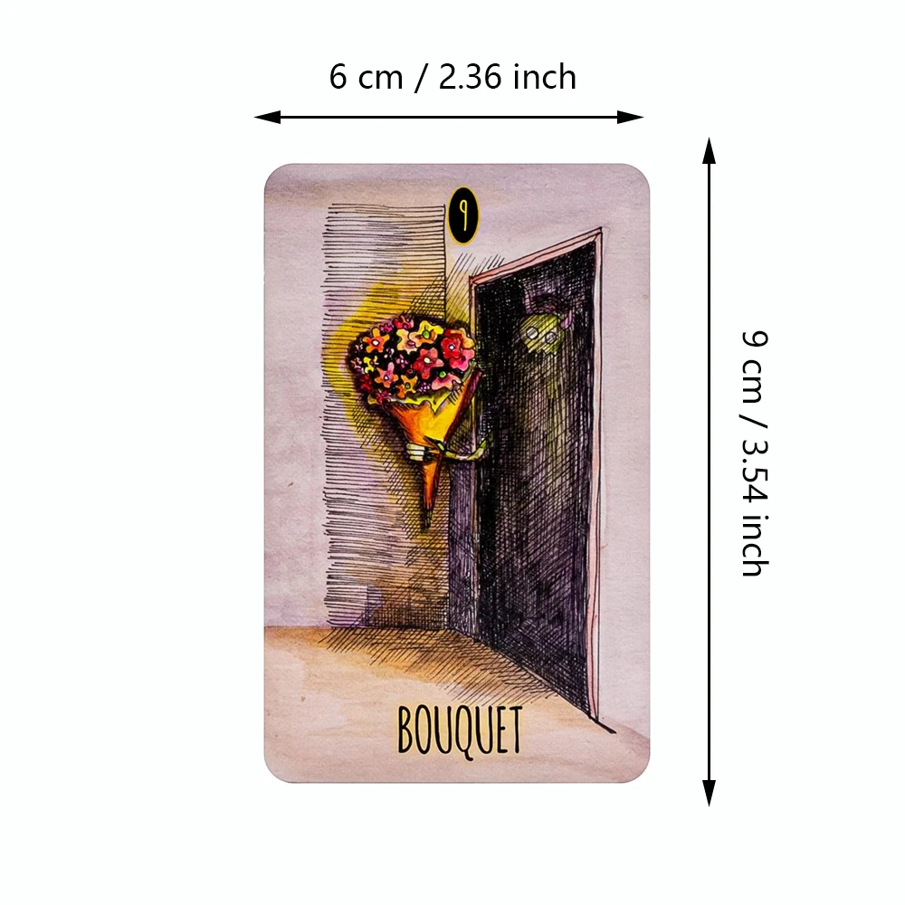 Shadowland Lenormand: 9*6cm A 36-Card Journey Into Shadows and Light | Unique Gothic Ink-and-Watercolor Deck Double-embossed