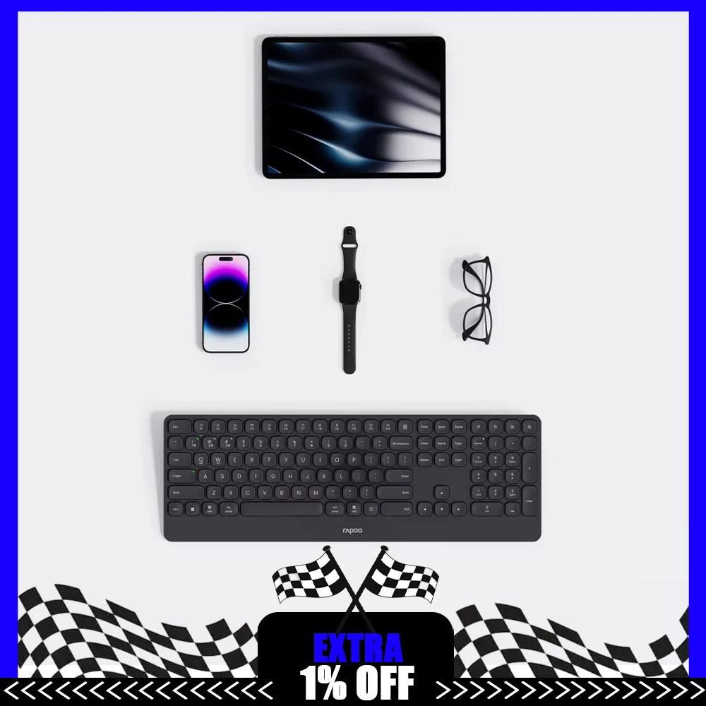 Rapoo E9500G Keyboard Three Modes 409g Long Battery Life Low Delay Keyboards 3.9mm Ultra-slim Body Pc Accessories Gifts