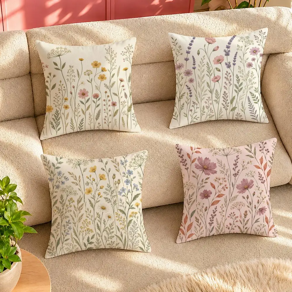 French Vintage Flower Pattern Cushion Cover Pillow Cover Decorative Throw Couch Home Decor for Living Room Sofa