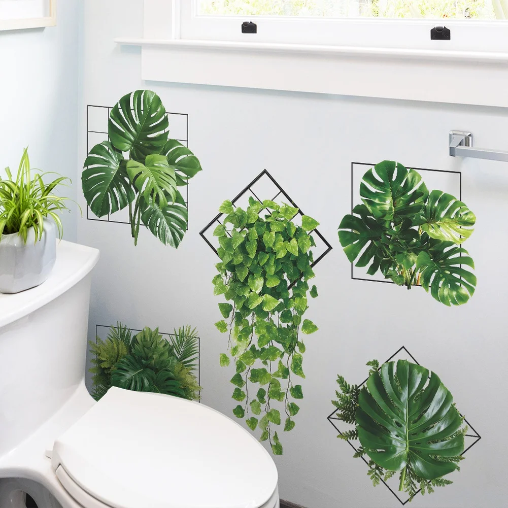 Green Ivy Pattern Wall Stickers for Home Decoration on Smooth Surfaces Including Glass Tile Plastic Painted Walls and Metal