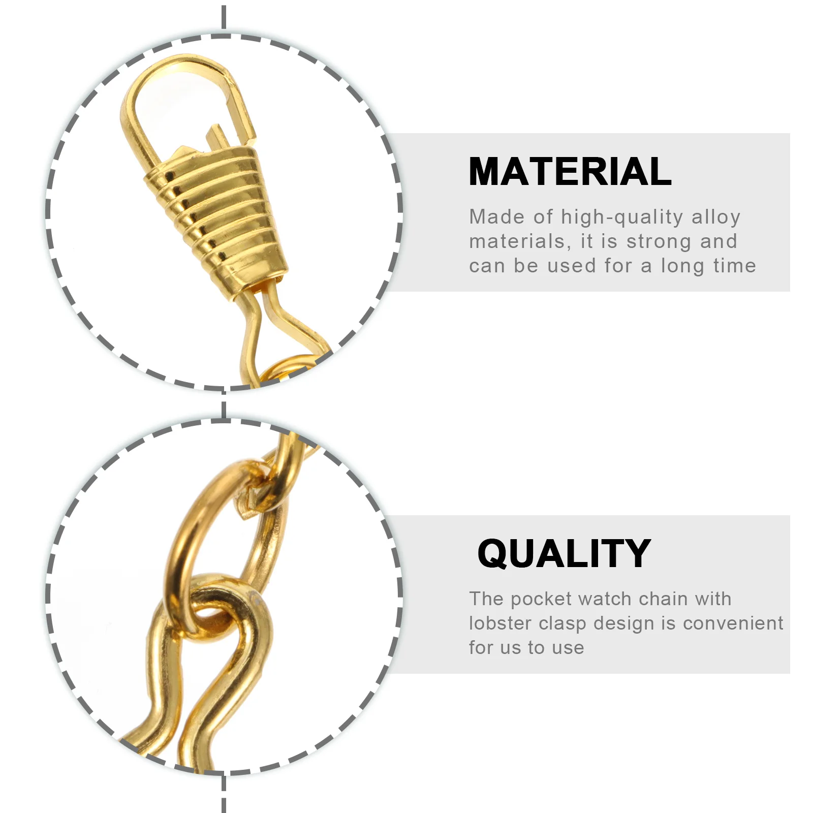 

5Pcs 37cm Pocket Watch Chains Alloy Belt Chains Lobster Clasp Design for Hanging Supplies Holiday Gift for Family