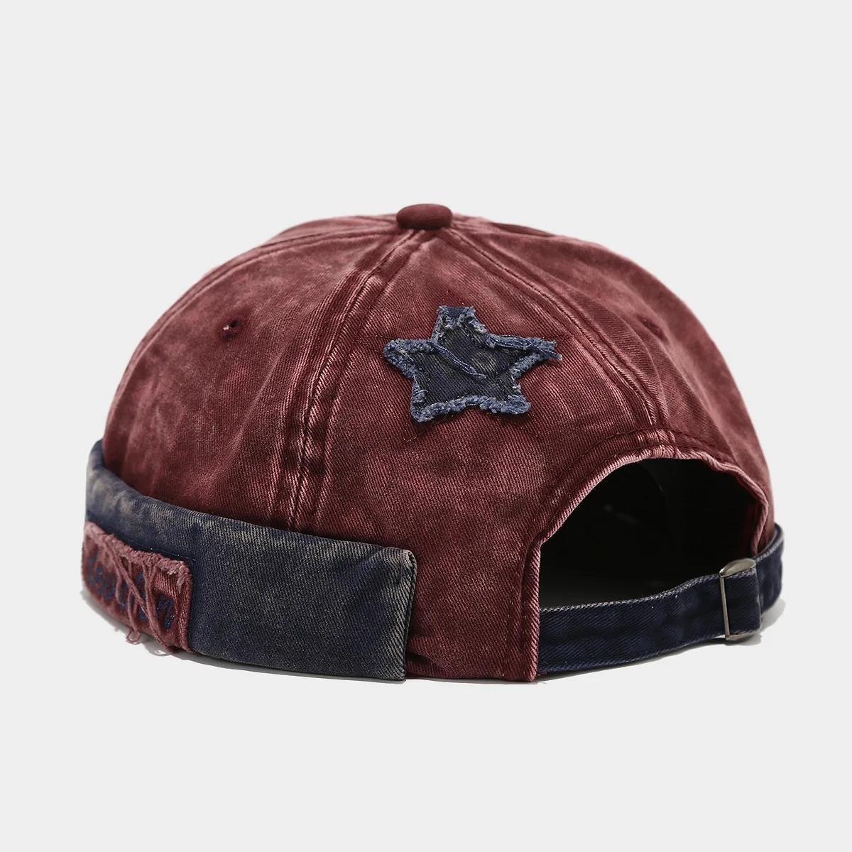 Unisex Washed Color Brimless Caps Without Visor Star Splicing Docker Cap Letter Adjustable Beanie Hat Vintage Style Hip Hop Hats 2