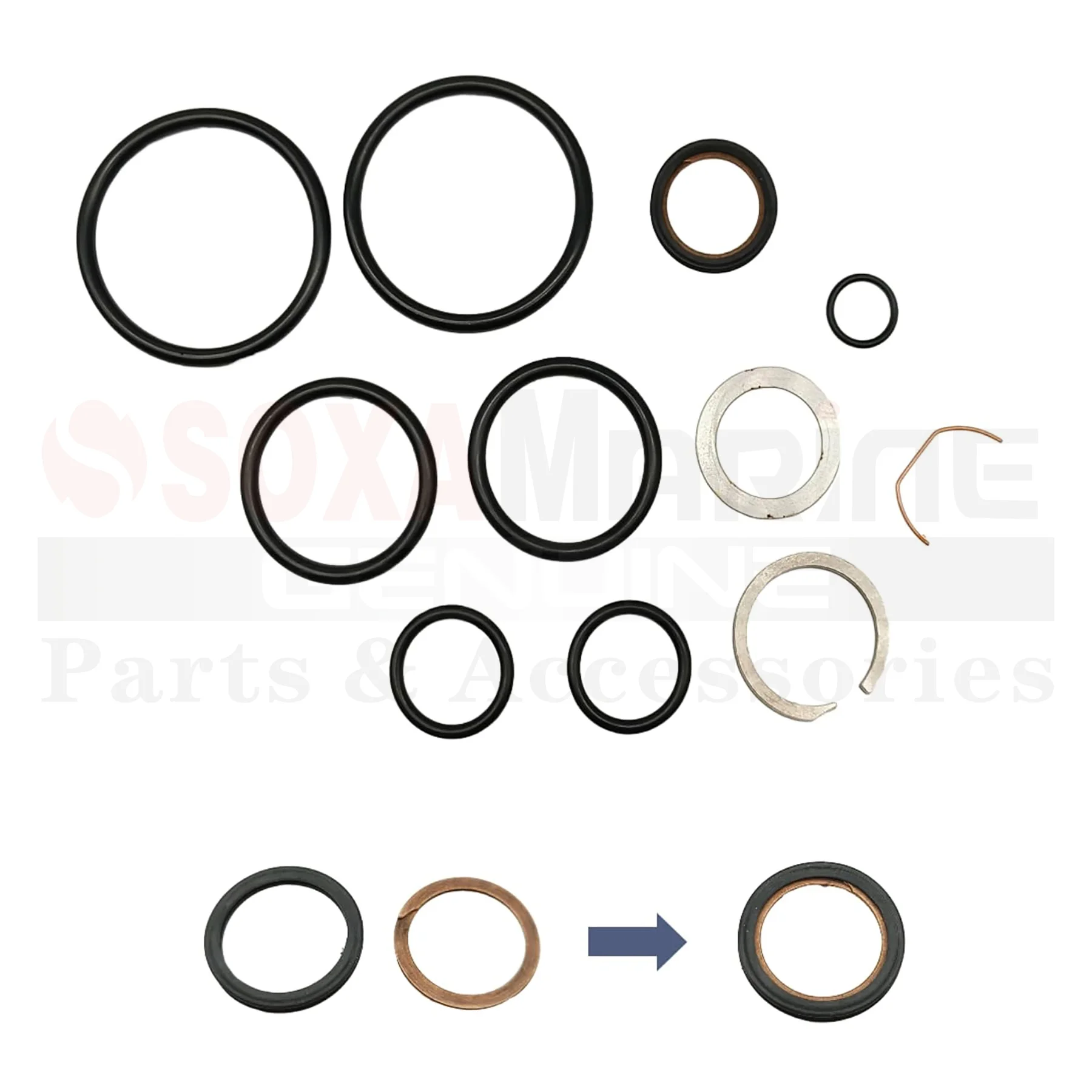 2 Pcs Trim Cylinder Seal Kit 25-87400A2 Fits for Mercruiser Bravo 1 2 3 R MR Alpha One Gen 1 2 Sterndrive Motor 87400 18-2649
