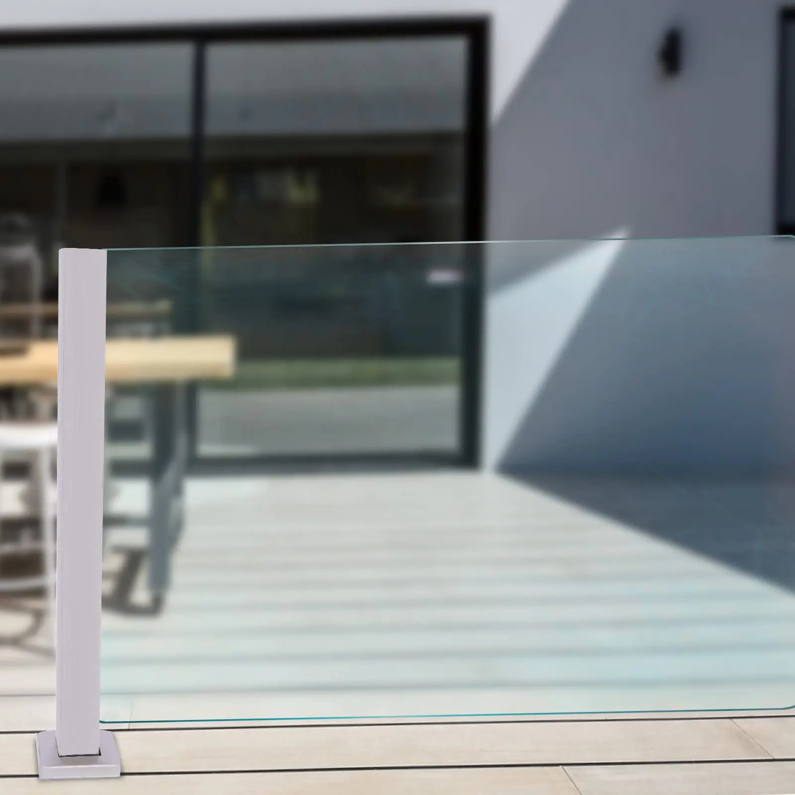 عمود درابزين زجاجي عالي التحمل عمود درابزين زجاجي 35.8 بوصة نهاية 304 عمود درابزين من الفولاذ المقاوم للصدأ لسطح الشرفة ملموسة P #3