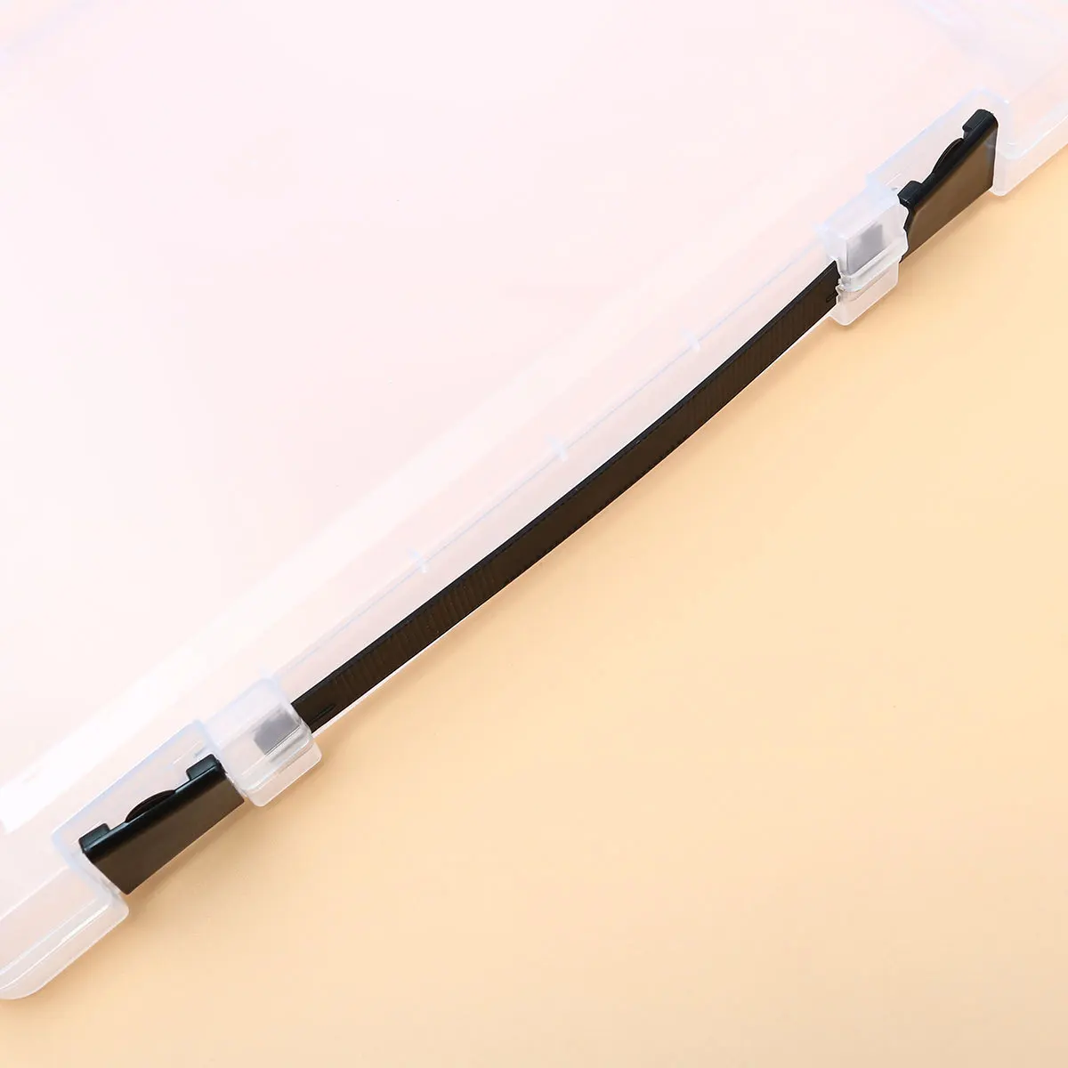 

Professional Document Storage Box Clear Plastic File Case with Red Buckle Easy to Carry and Stack Document Storage Box