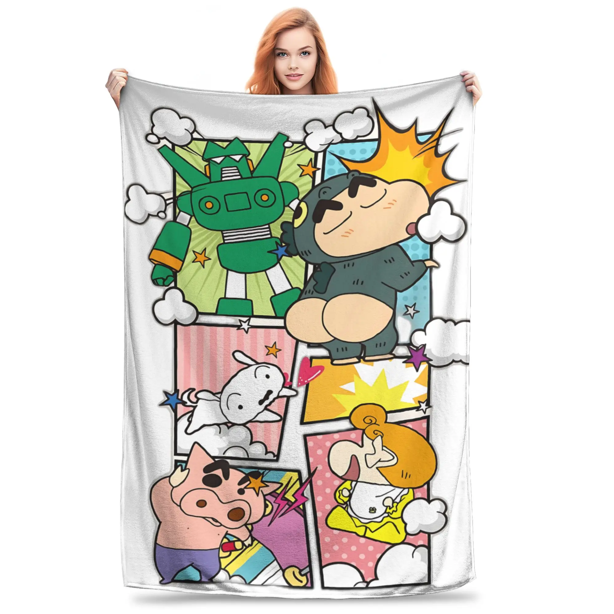 1PC home Cutecore Room Decor Crayon S Shin chan Blanket Throw Blanket  Novelty Warm Blanket All Season