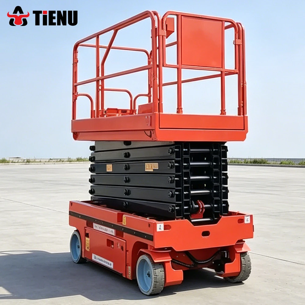 Electric Scissor Lift Platform Self Propelled Aerial Work Lift With an Extendable Platform Stable Lifting Operation