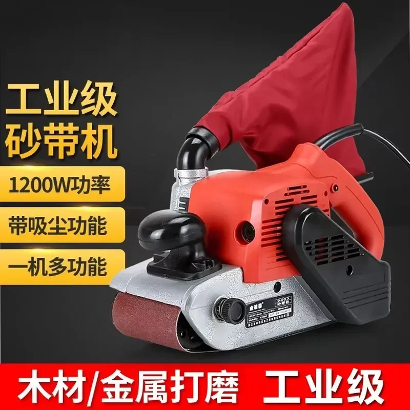 High Power Portable Belt Sander for Woodworking Metal Polishing Flat Surface Sanding Machine with Adjustable Speed and Dust