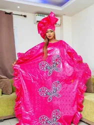 Vestido largo Bazin Riche brillante para mujer, elegante vestido Dashiki estampado de alta calidad, ropa de fiesta y boda de Nigeria