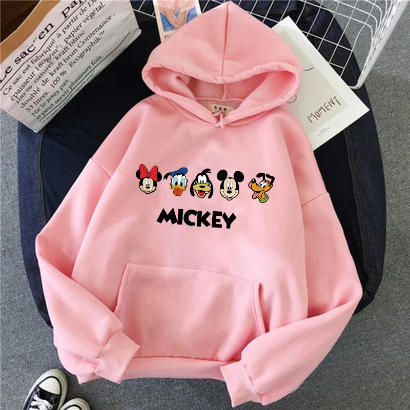 Kawaii 90s Minnie Disney Hoodie Crop Top Mickey Mouse Women Hoodies  Sweatshirt Kids Boys Girls Harajuku Streetwear Clothes