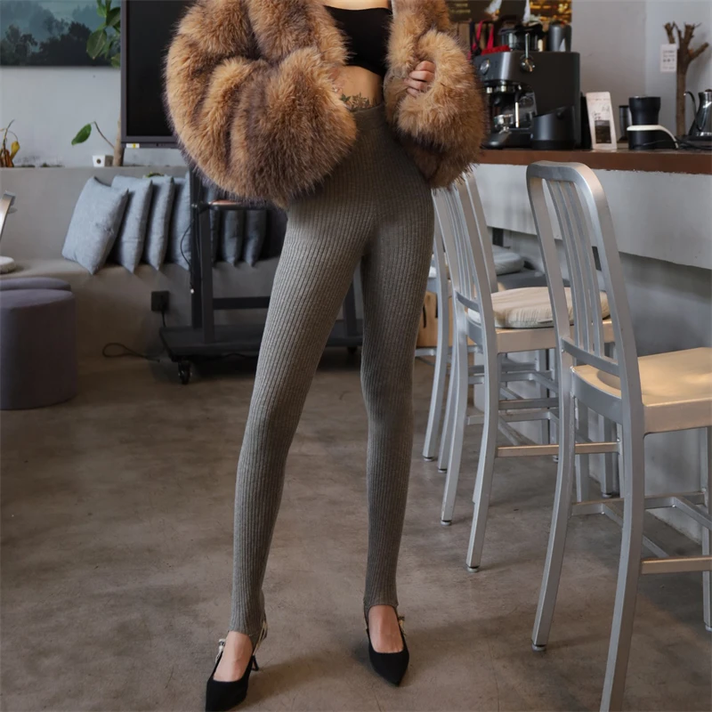 ربيع جديد المرأة مخصص مصبوغ الغزل مطاطا سليم صالح محبوك القدمين السراويل y2k جودة عالية موضة سليم صالح بنطال صغير الحجم #3