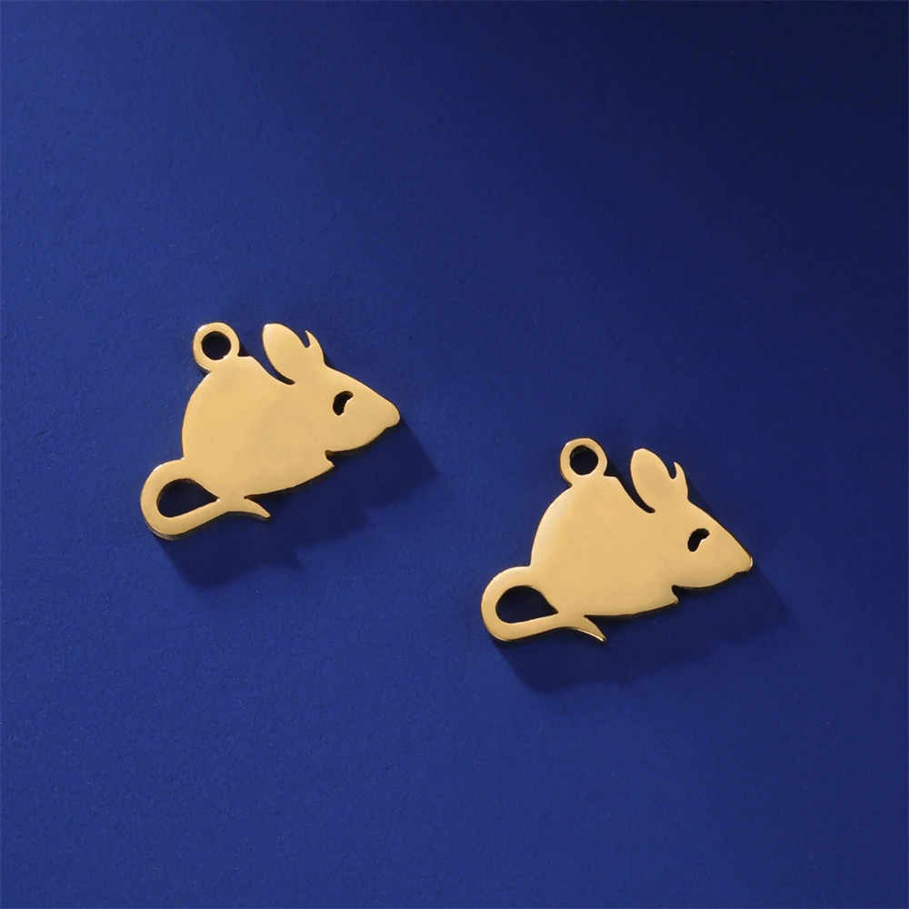 5pcs/Lot Small Stainless Steel Mouse Charms For Necklaces Bracelets Handmade Diy Animals Pendants Accessories For Jewelry Making