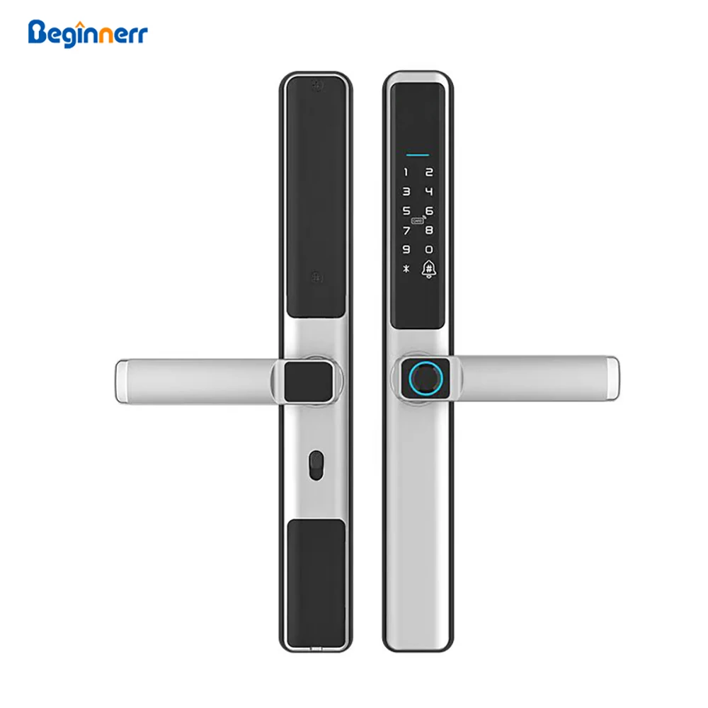 Waterproof IP66 Smart slim lock Euro 85mm 92mm Mortise Tuya wifi TTlock Fingerprint Keypad Card Digital lock for UPVC Grill door